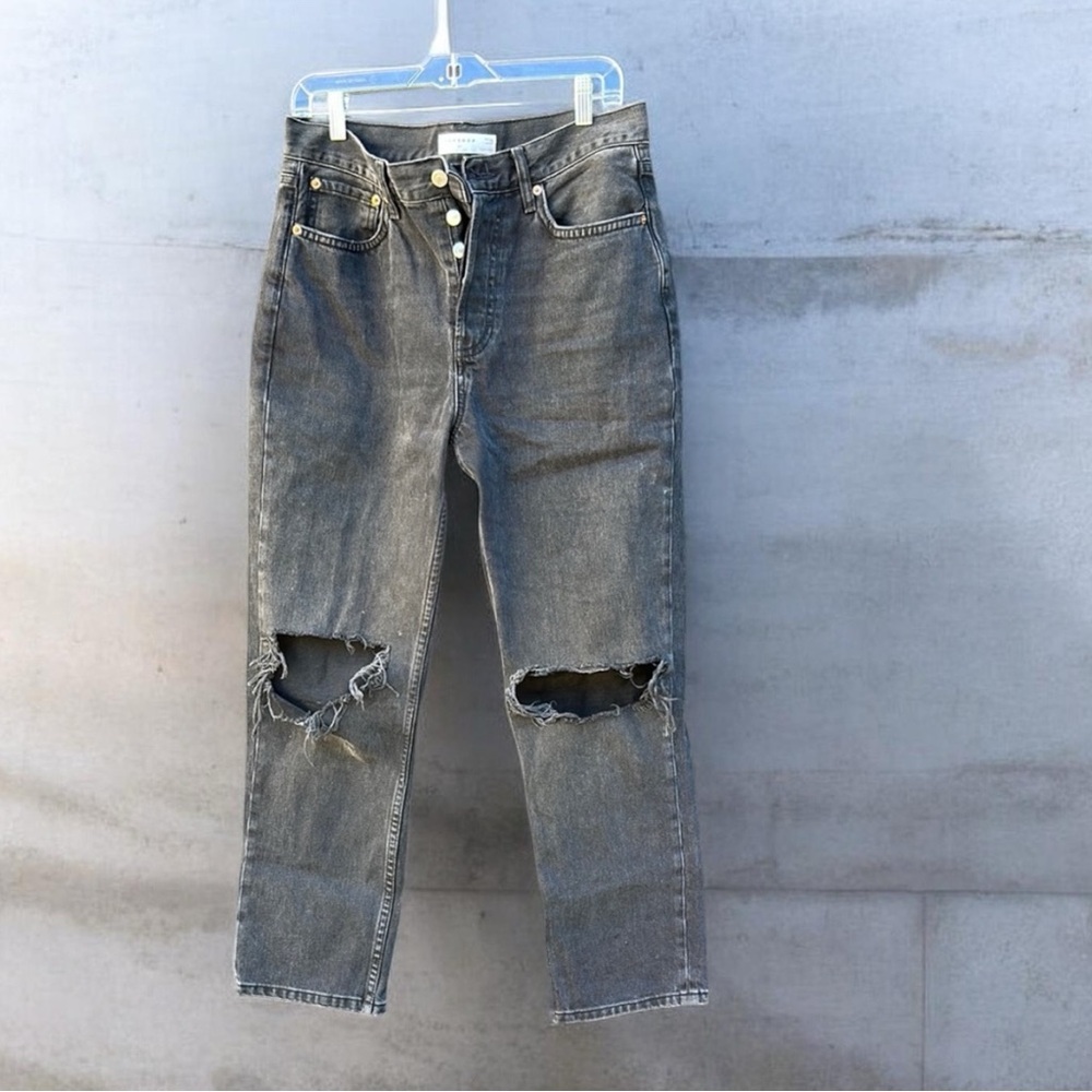 Topshop Stylish Gray Distressed Women Jeans
